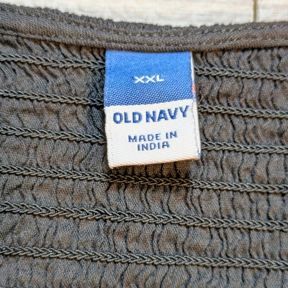 Old Navy Womens Smocked Blouse/Top V-Neck Long Puff Sleeve Black Casual Sz XXL - Picture 7 of 8